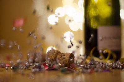 Close-up of wine glass on table