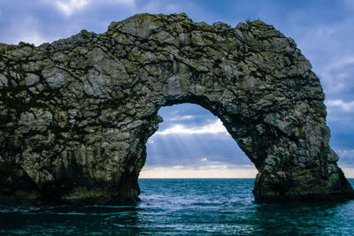 Scenic view of sea and rock formation