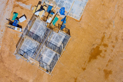 High angle view of paper at construction site