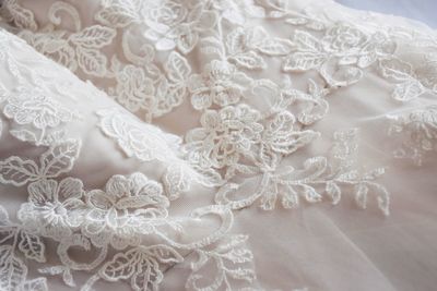 High angle view of white fabric