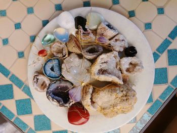 High angle view of food in plate