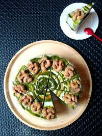 High angle view of food in bowl on table