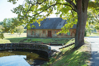 Built structure by trees and building