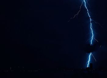 Lightning in sky at night