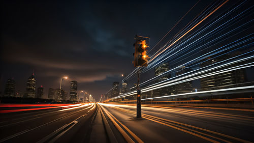 Light trails on highway at night