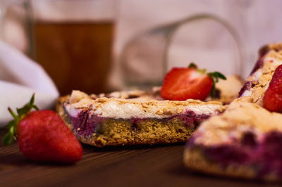 Close-up of dessert in plate on table