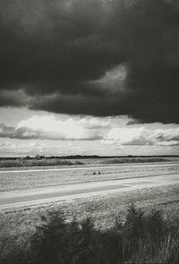 Scenic view of landscape against cloudy sky