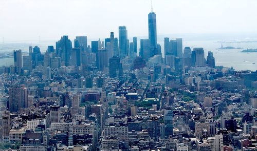 Skyline, aerial view of buildings in manhattan. 