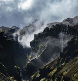 Scenic view of mountain range against sky