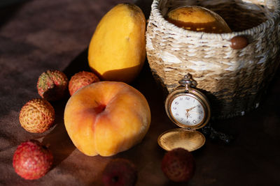 Close-up of fruits on table