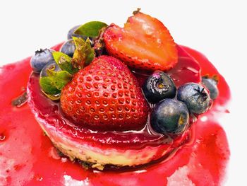 Close-up of strawberries in plate