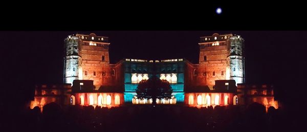 Illuminated building at night