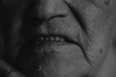 Close-up of senior woman mouth