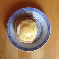 Directly above shot of breakfast on table