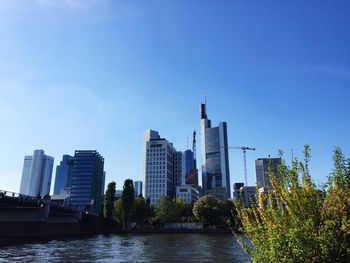 City skyline with river in background