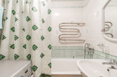 High angle view of faucet in bathroom