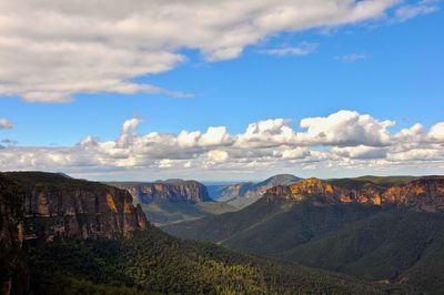 Panoramic view of landscape and mountains against sky