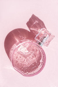 High angle view of ice cream on glass table