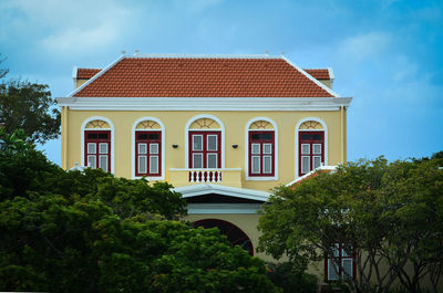 Low angle view of built structure against sky