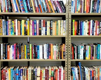 Full frame shot of books in shelf