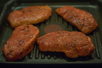 Close-up of burger in plate