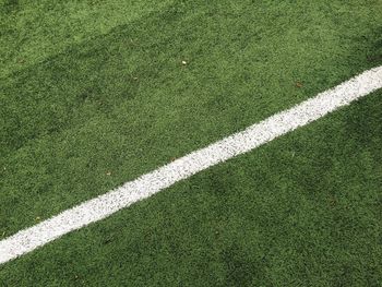 High angle view of soccer field