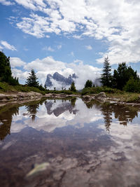 Scenic view of lake against sky