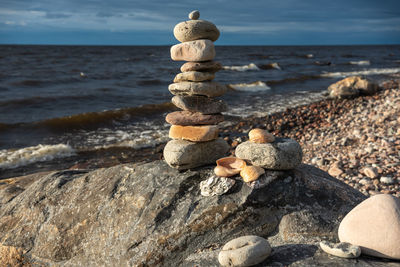 Stack of stones on beach