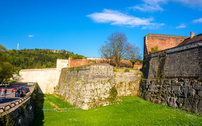 View of fort against blue sky