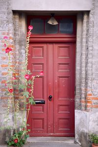 Closed door of building