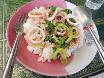 High angle view of meal served in plate