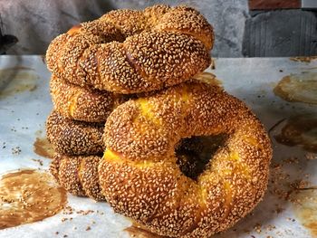 Close-up of bread on table