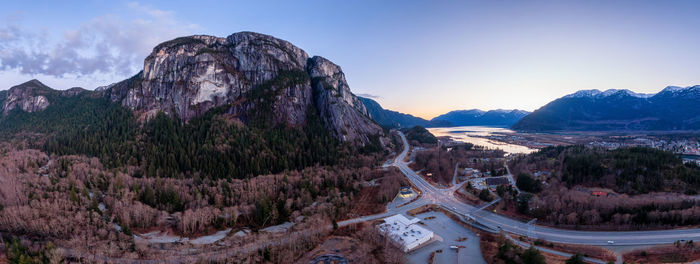 Panoramic view of mountain range against sky