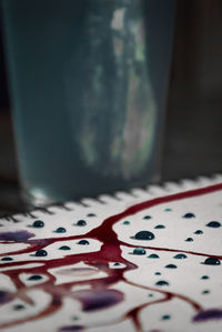 Close-up of eyeglasses on table