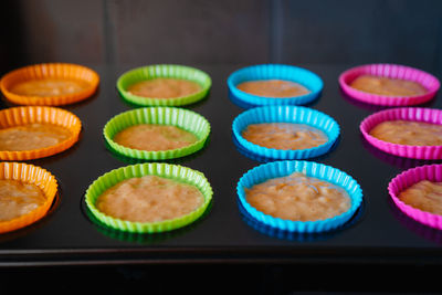 High angle view of cupcakes