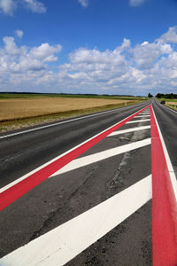 Surface level of road along countryside landscape