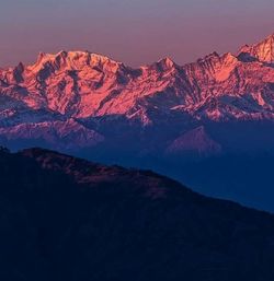 View of mountain range at sunset