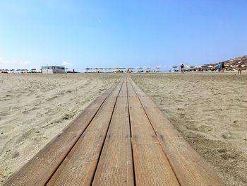Scenic view of beach against clear sky