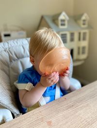 Full length of cute baby boy at home