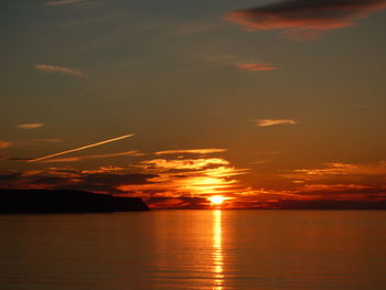 Scenic view of sunset over sea