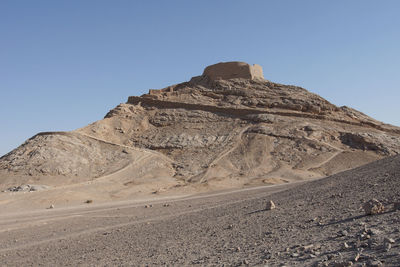 Scenic view of mountain against clear sky