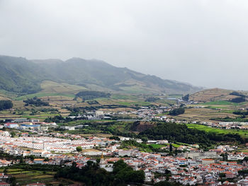 High angle view of townscape against sky