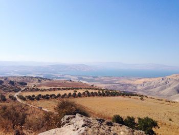 Scenic view of mountains against clear sky