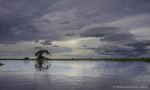 Scenic view of sea against cloudy sky