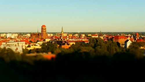 Panoramic view of city against clear sky