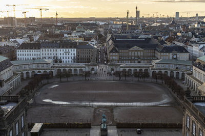High angle view of buildings in city