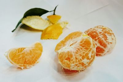 Close-up of food over white background