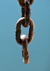 Close-up of against clear blue sky