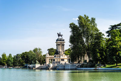 Monument to king alfonso xii in buen retiro park of madrid.