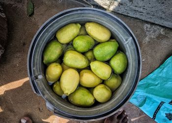 High angle view of fruits in container